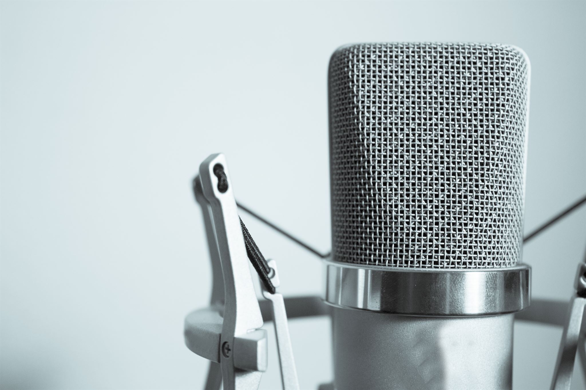 Close-up of headset microphone