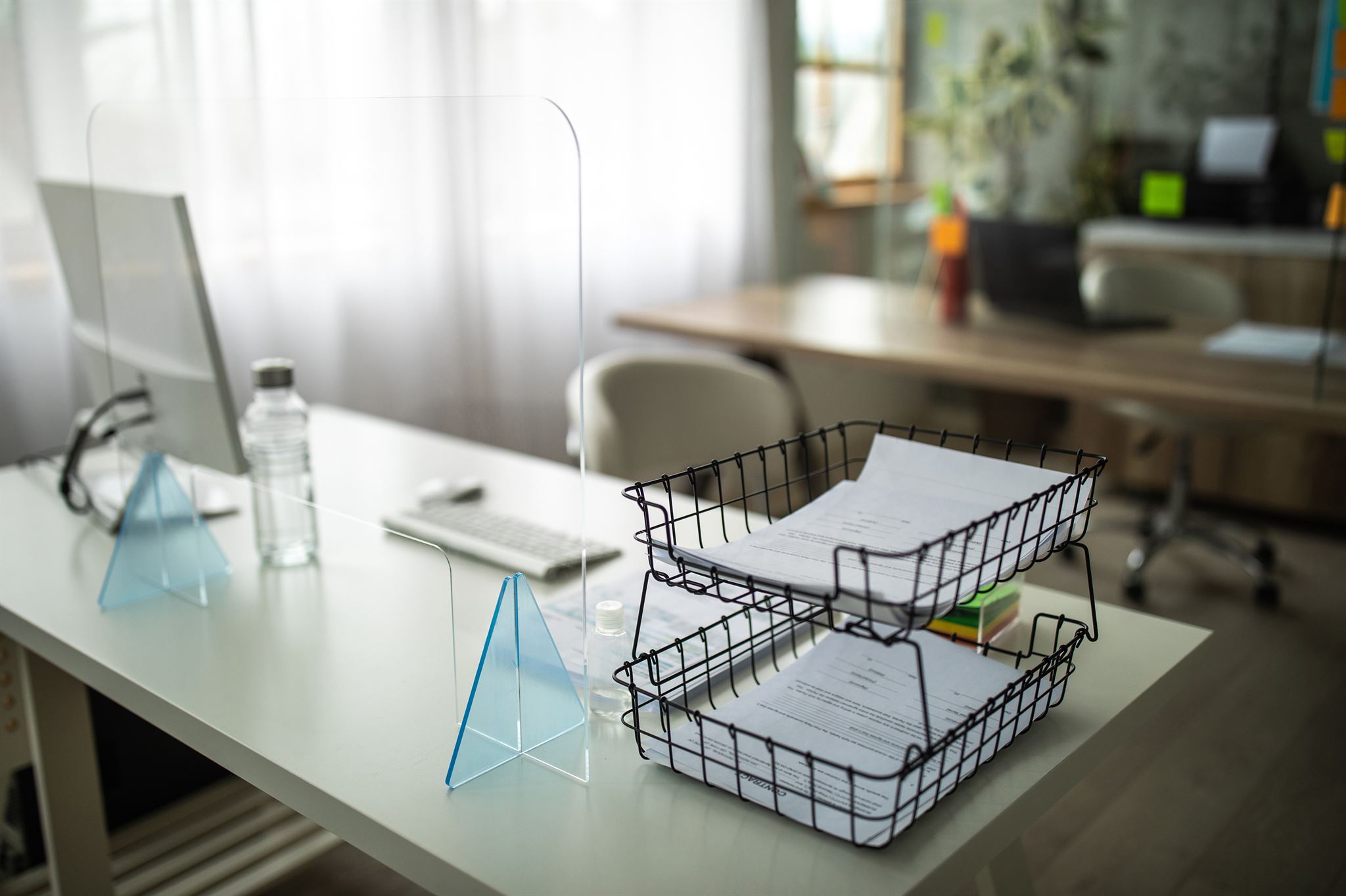 Mesh Wi-Fi nodes installed in a home office